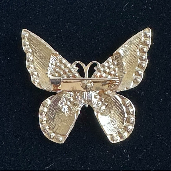 Vintage Style Pink Enamel & Rhinestone Butterfly Brooch | Gold Tone Pin | NEW - Picture 4 of 4